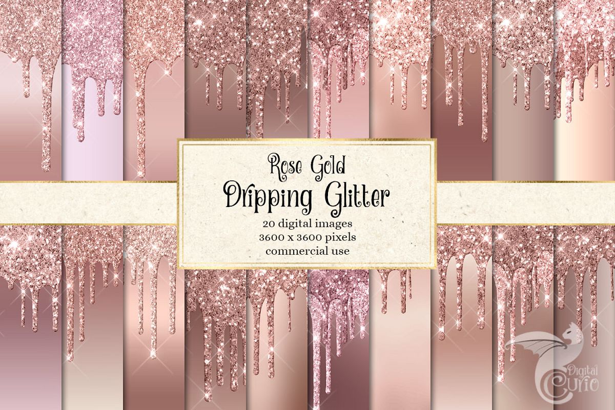 Download Rose Gold Dripping Glitter Digital Paper (290164 ...