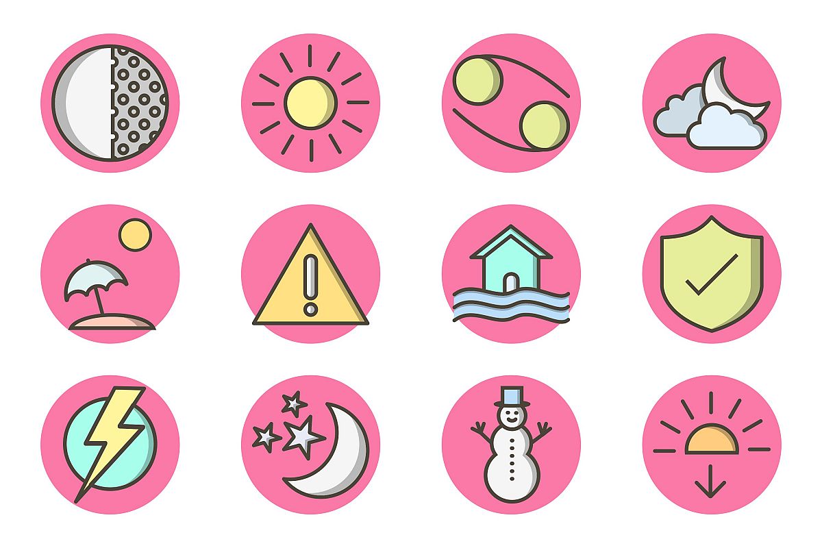 Set Of Weather And Season Icons example image 1