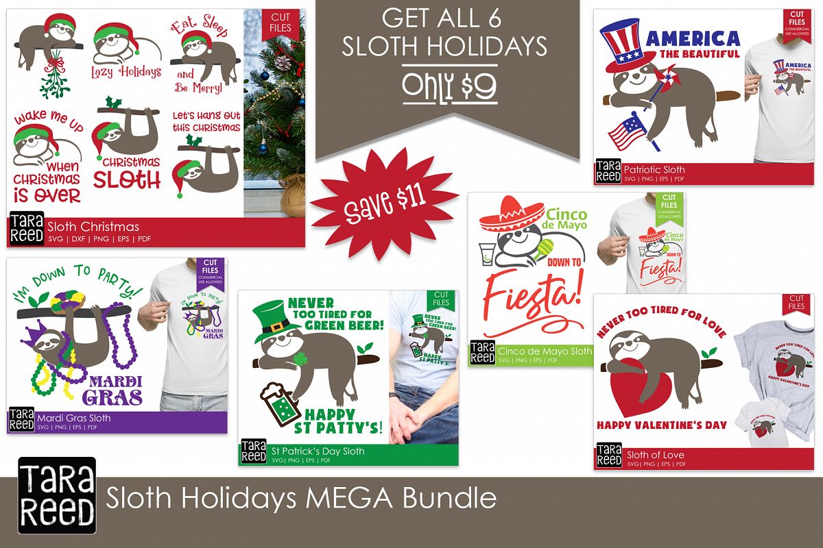 Download Sloth Holiday MEGA Bundle - SVG and Cut Files for Craft