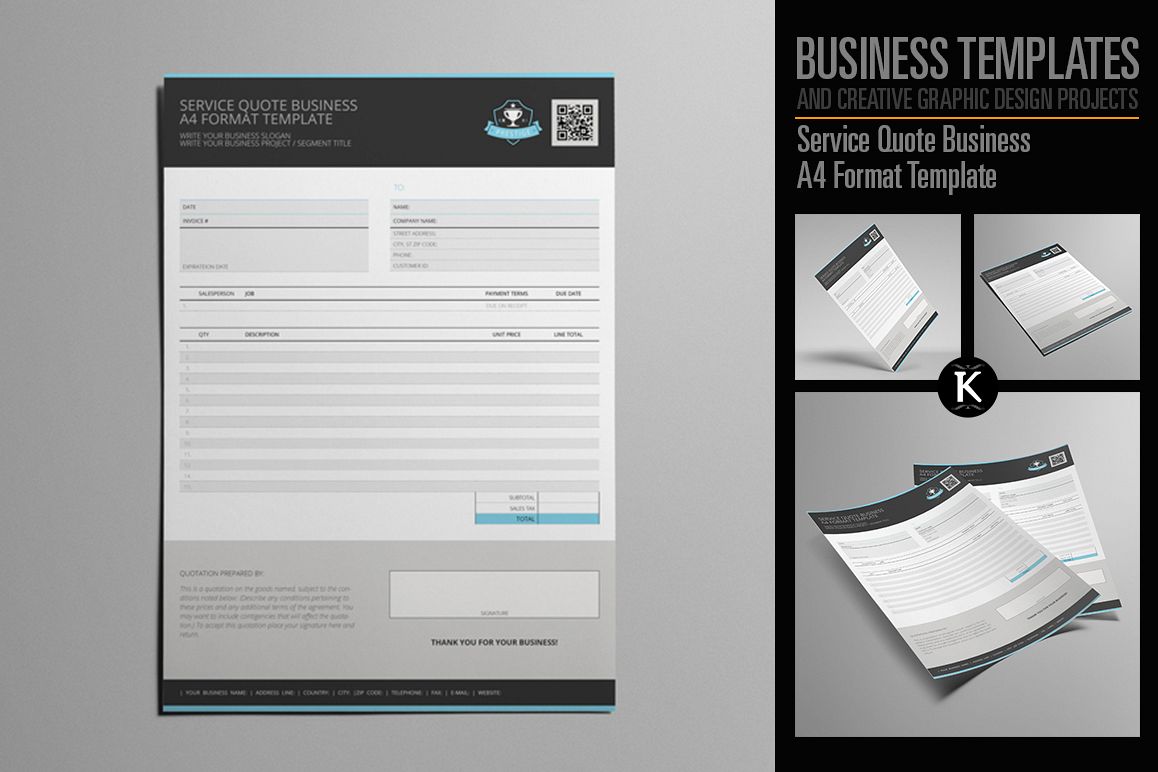 Service Quote Business A4 Format Template example image 1