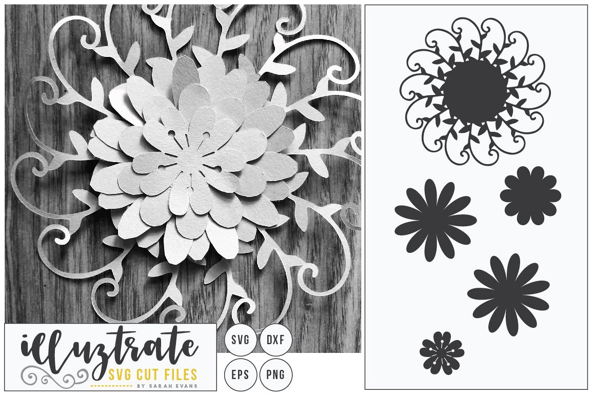 Layered Flower SVG Cut File, Paper Cutting, Paper Cut Flower example image 1