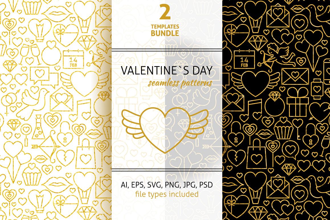 Valentine Day Line Gold Tile Pattern example image 1