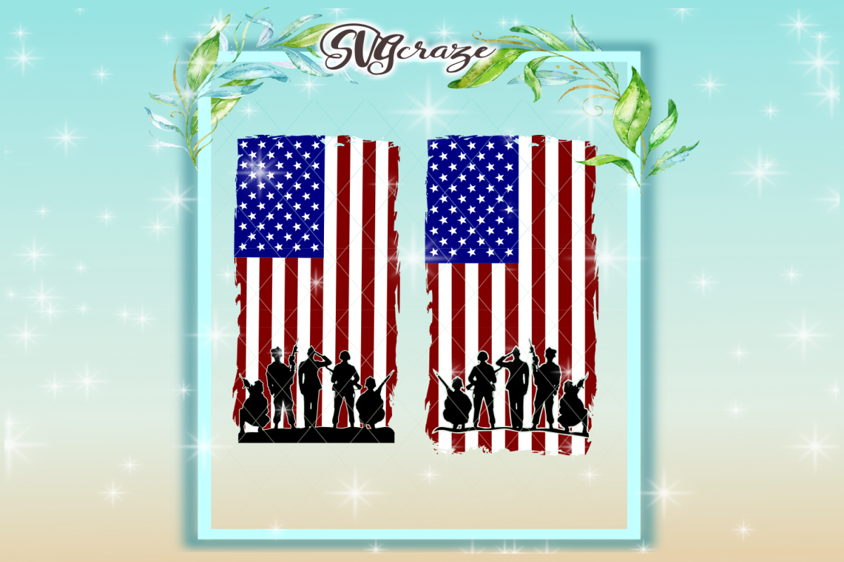USA Soldiers American Flag SVG DXF files for Cricut