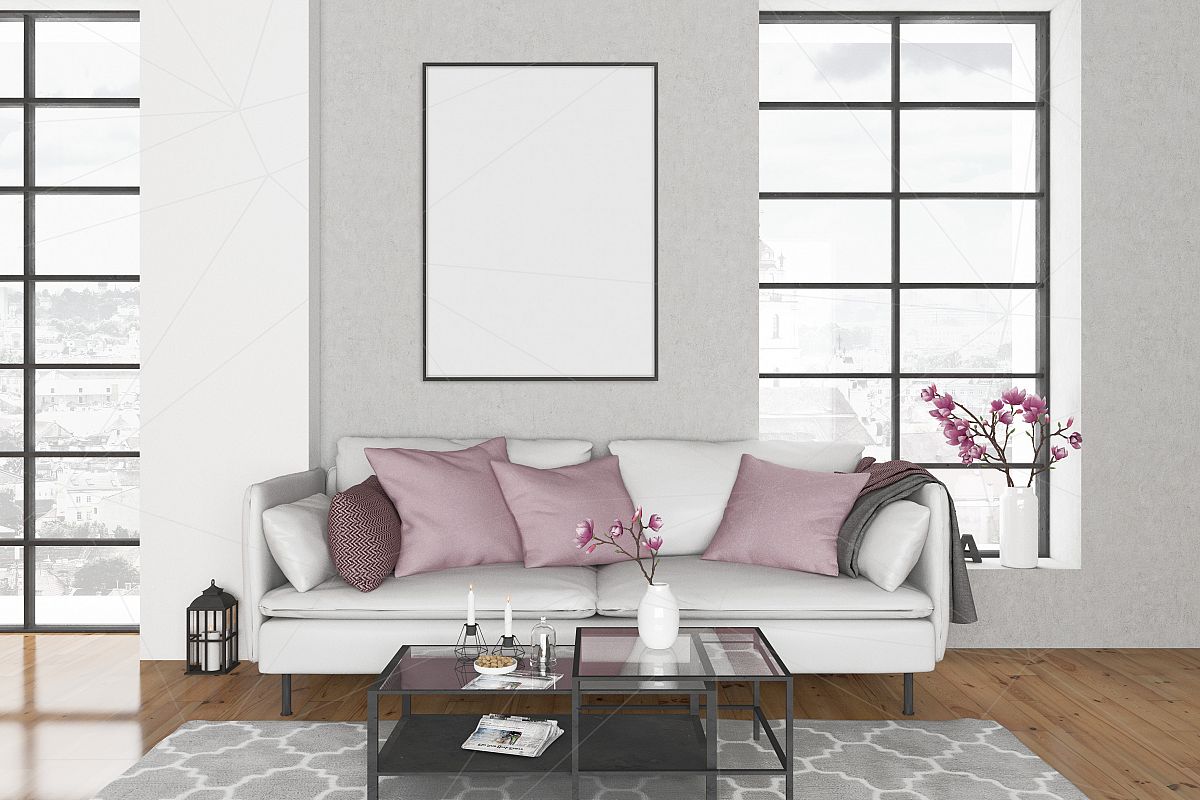 Interior mockup bundle - blank wall mock up example image 1