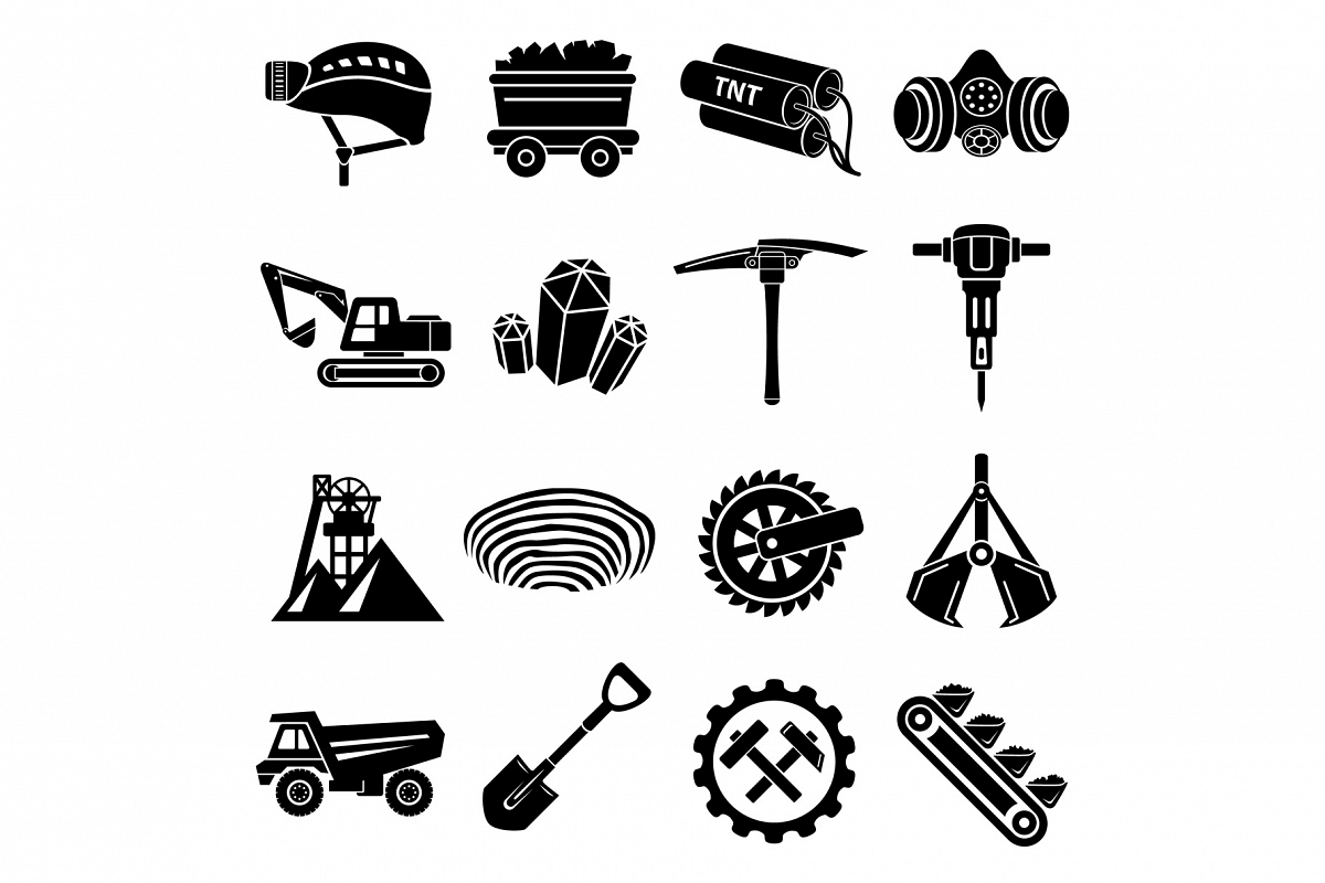 Coal mine icons set, simple style example image 1