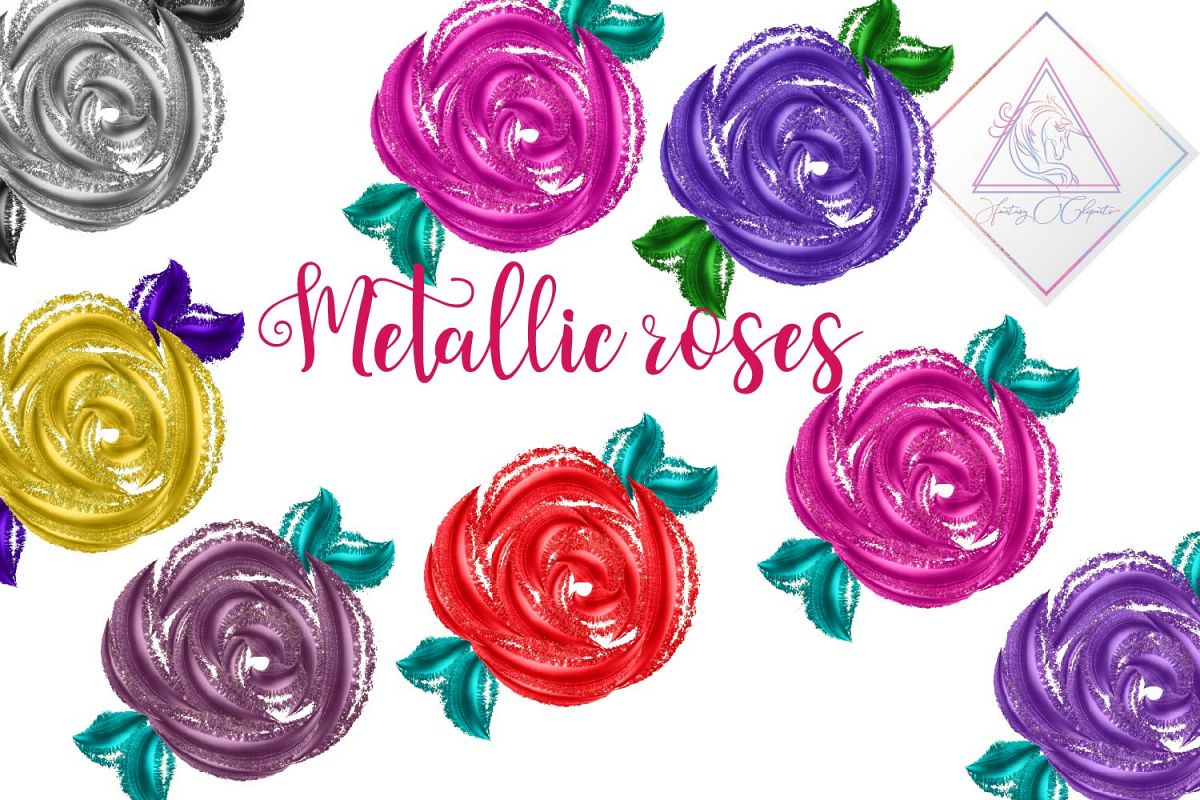 Metallic Roses Clipart example image 1
