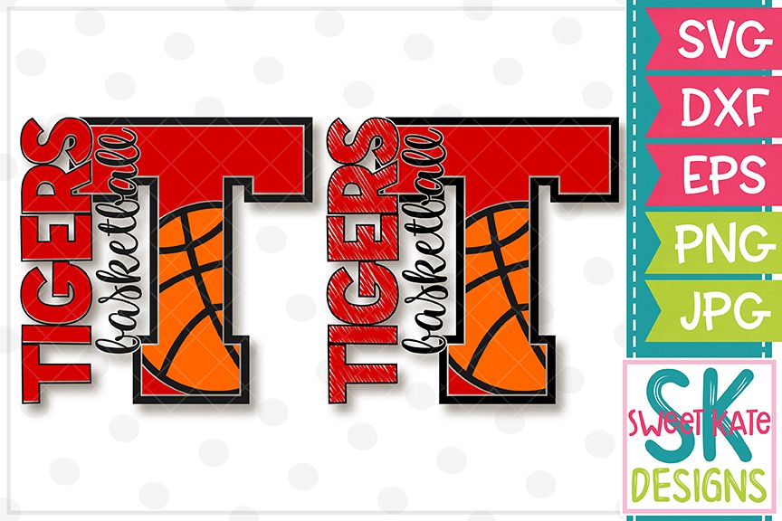 T Tigers Basketball SVG DXF EPS PNG JPG example image 1