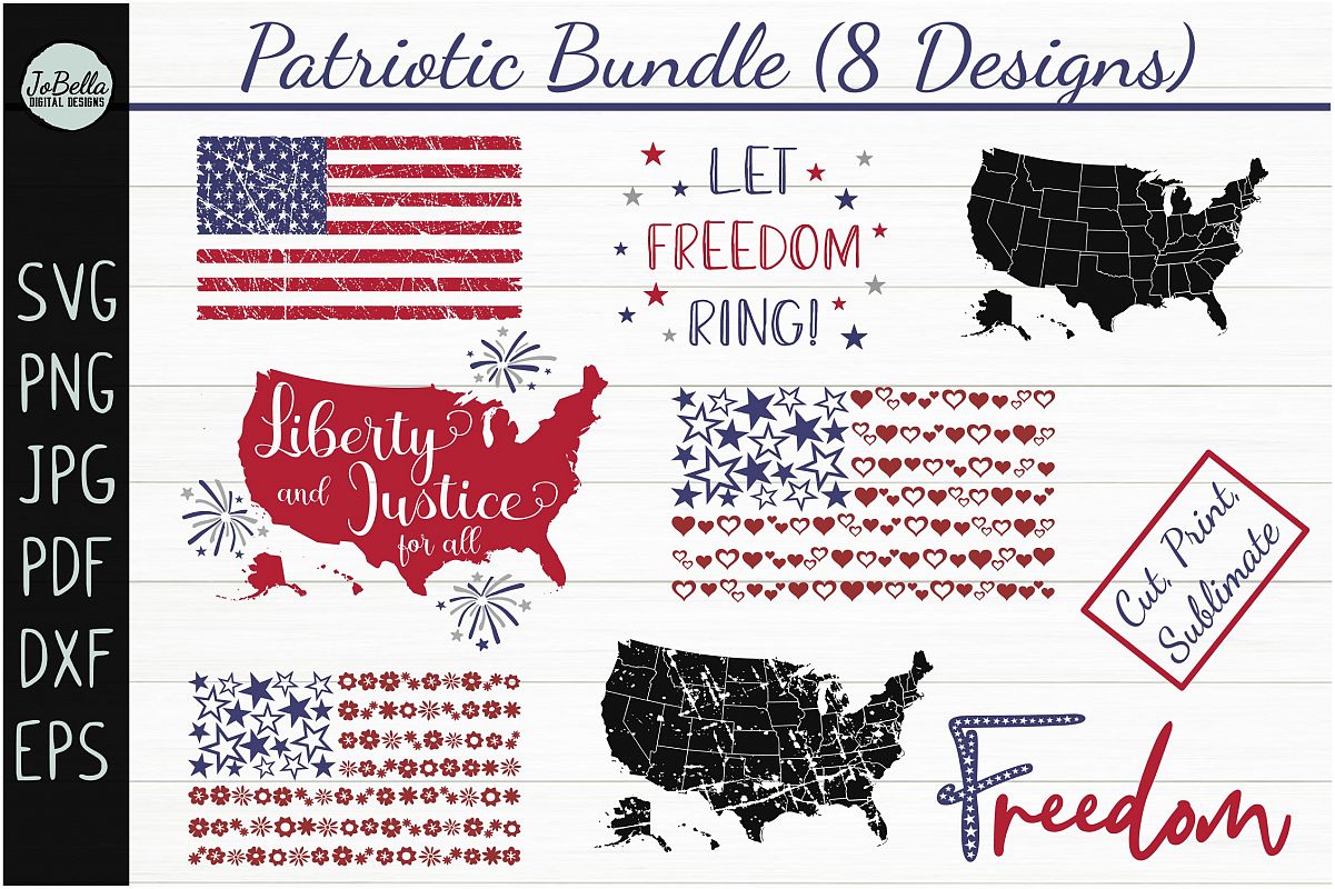 Patriotic SVG Bundle- July 4th Sublimation PNGs & Printables example image 1