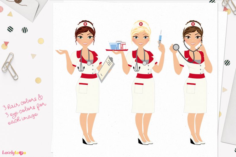 Nurse woman character clip art L401 Carly example image 1