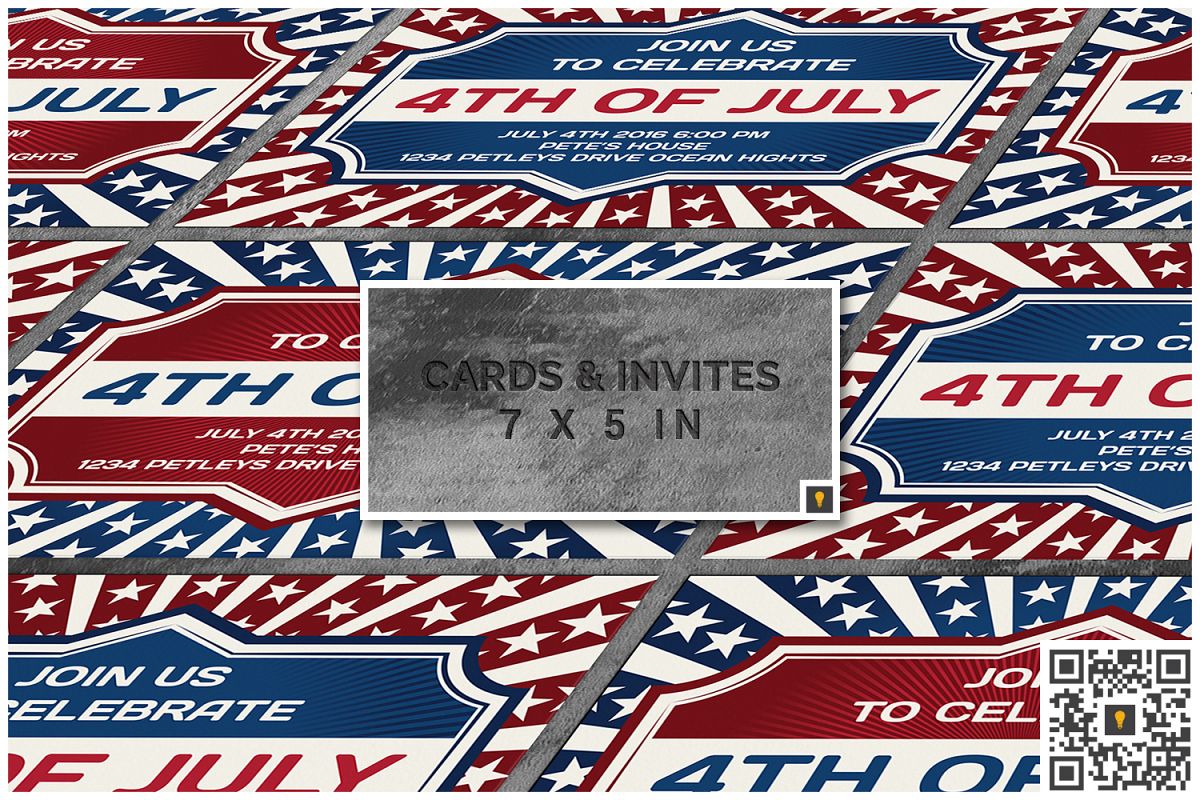 4th of July Invitation Card example image 1