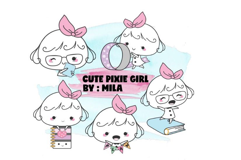 KAWAII GIRL CLIPART BUNDLE PNG example image 1