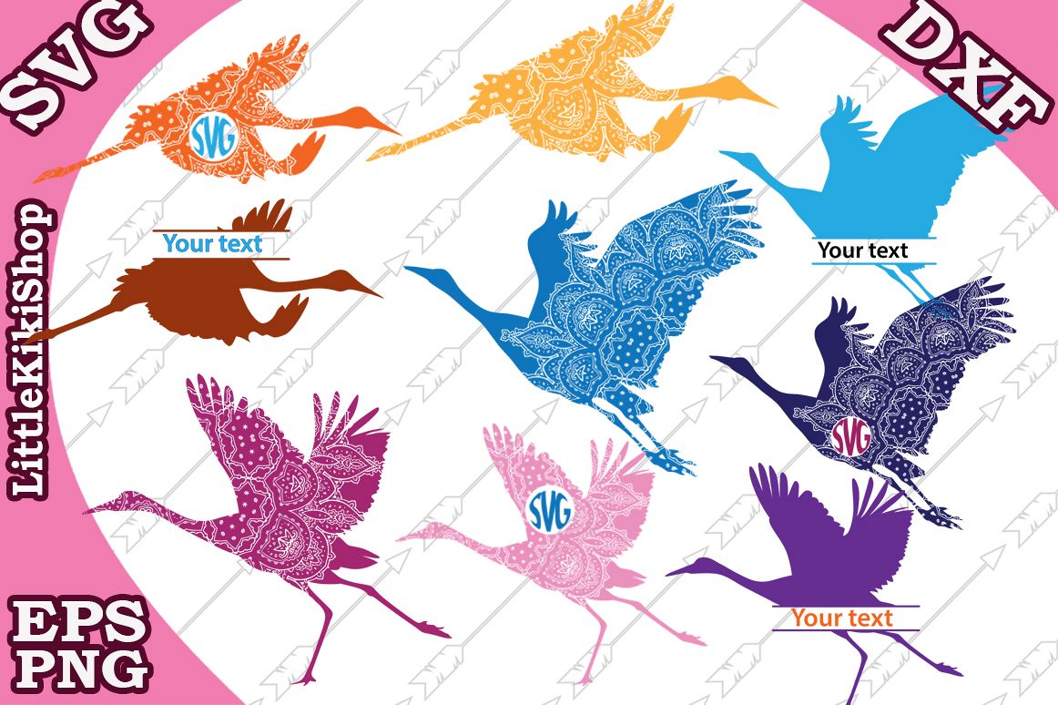 Stork Monogram Svg,Stork Clipart,Stork Svg,Stork Mandala Svg example image 1