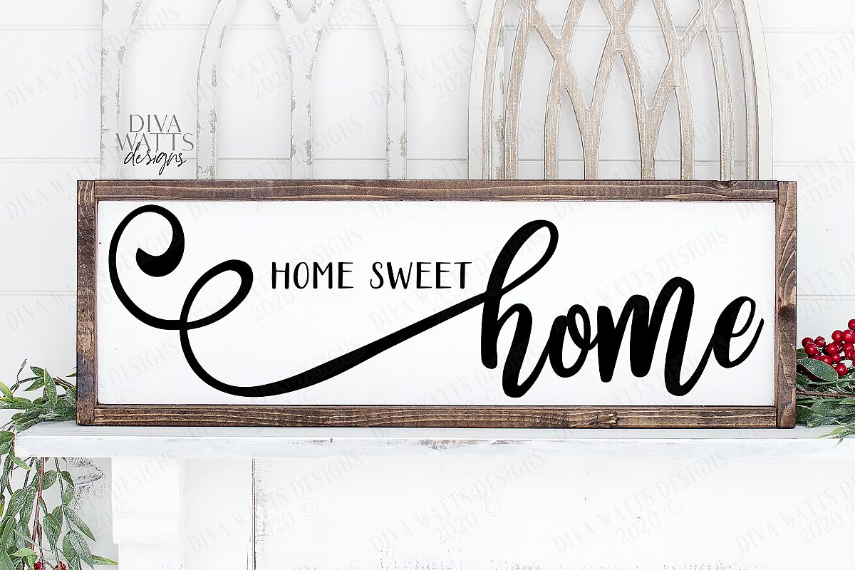 Home Sweet Home - Farmhouse Script With Tails - SVG example image 1