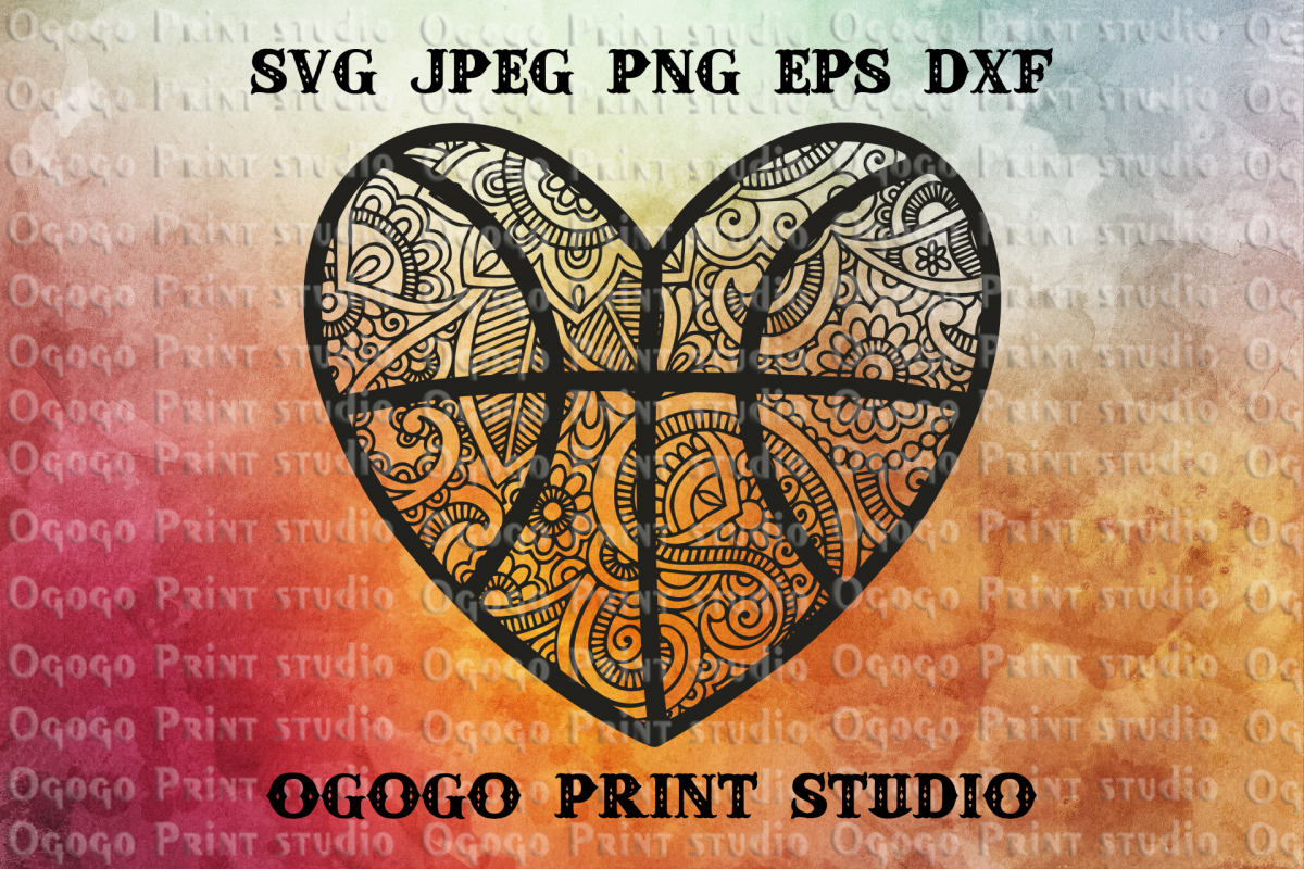 Basketball SVG, Zentangle SVG, Sports SVG, Mandala svg example image 1