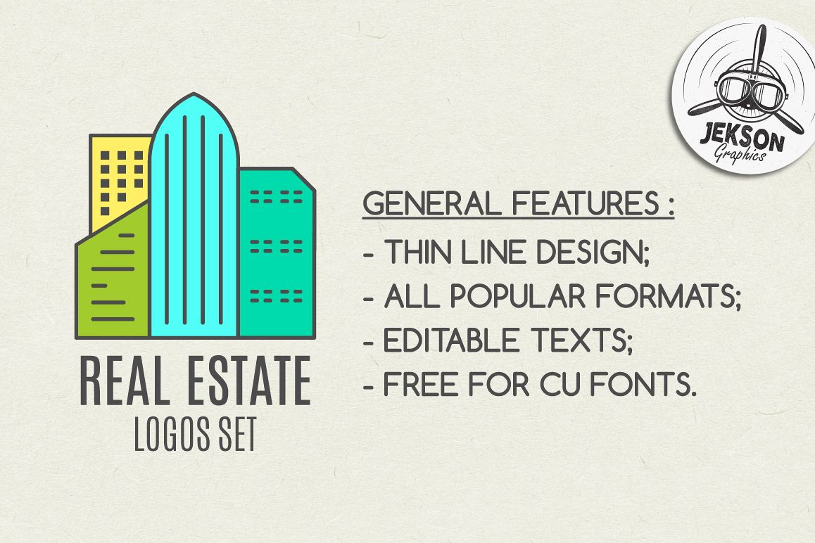 Real Estate Logo Set. LineArt example image 1