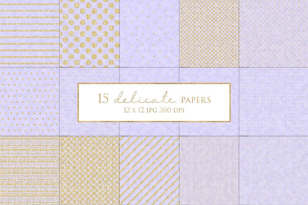 15 Gold Stripe and Dot Digital Paper Pack example image 1