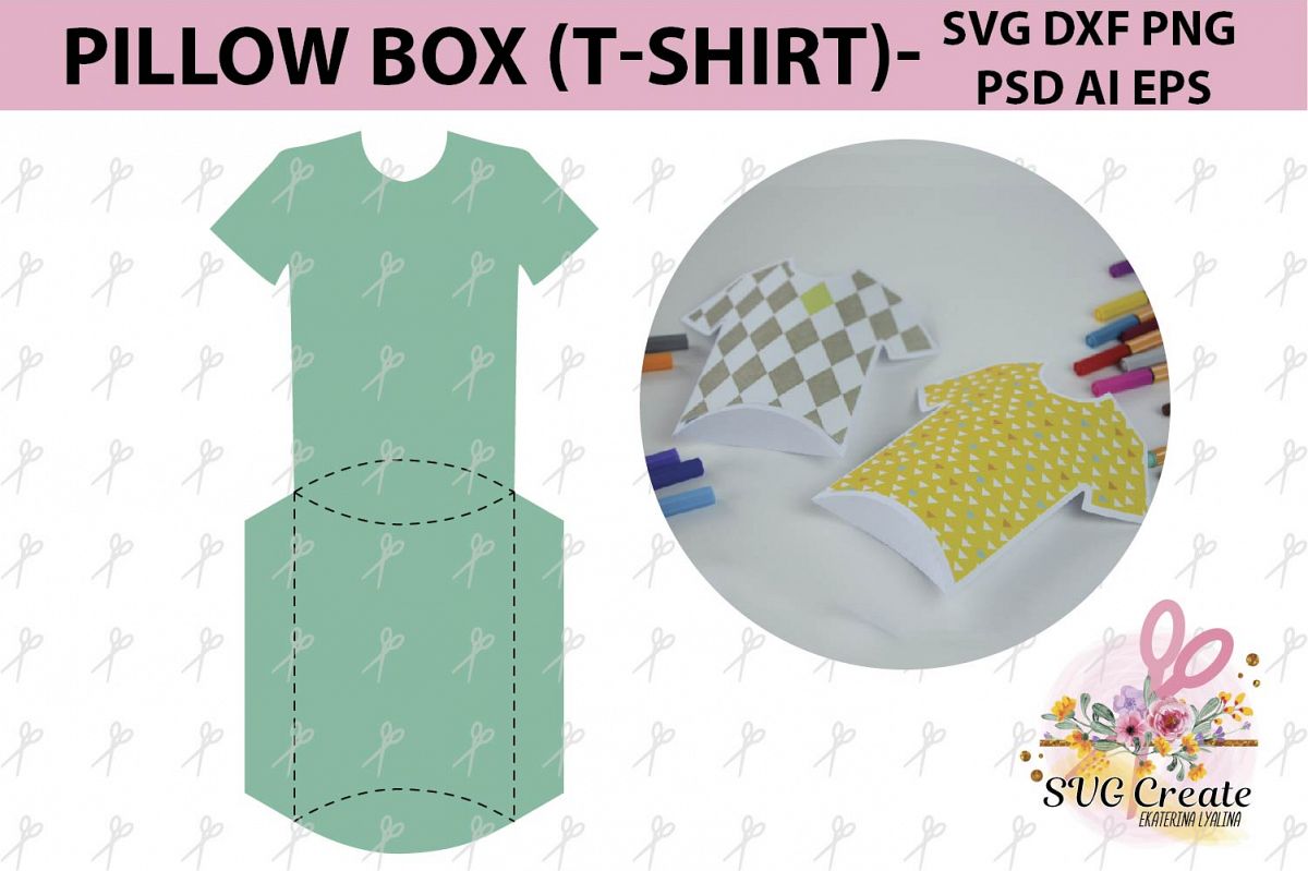 Pillow T-shirt box template gift file favor papercut svg ...