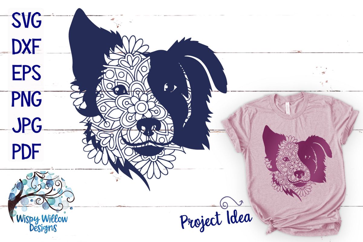 Dog Face Mandala Zentangle SVG example image 1
