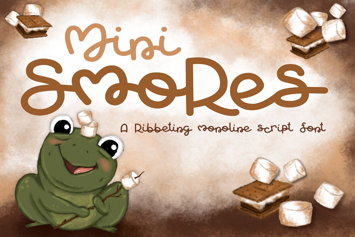 Mini Smores | A ribbeting monoline script font example image 1