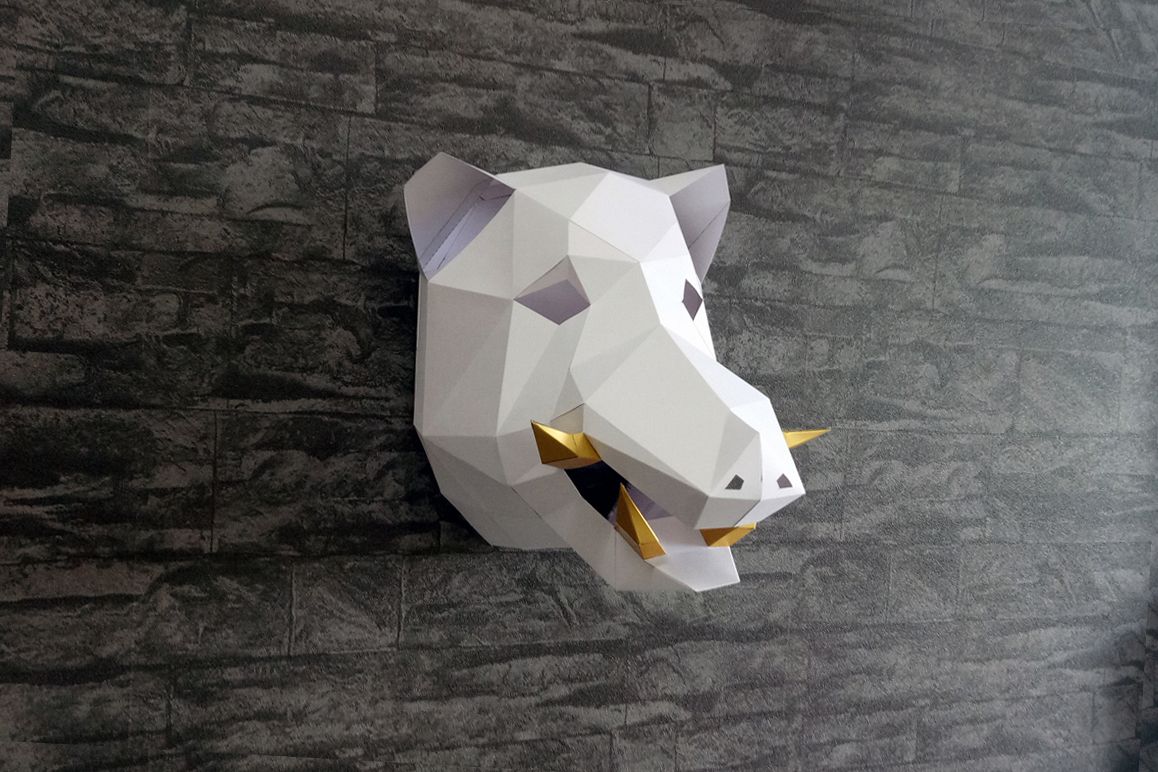 DIY Boar Trophy - 3d papercraft example image 1