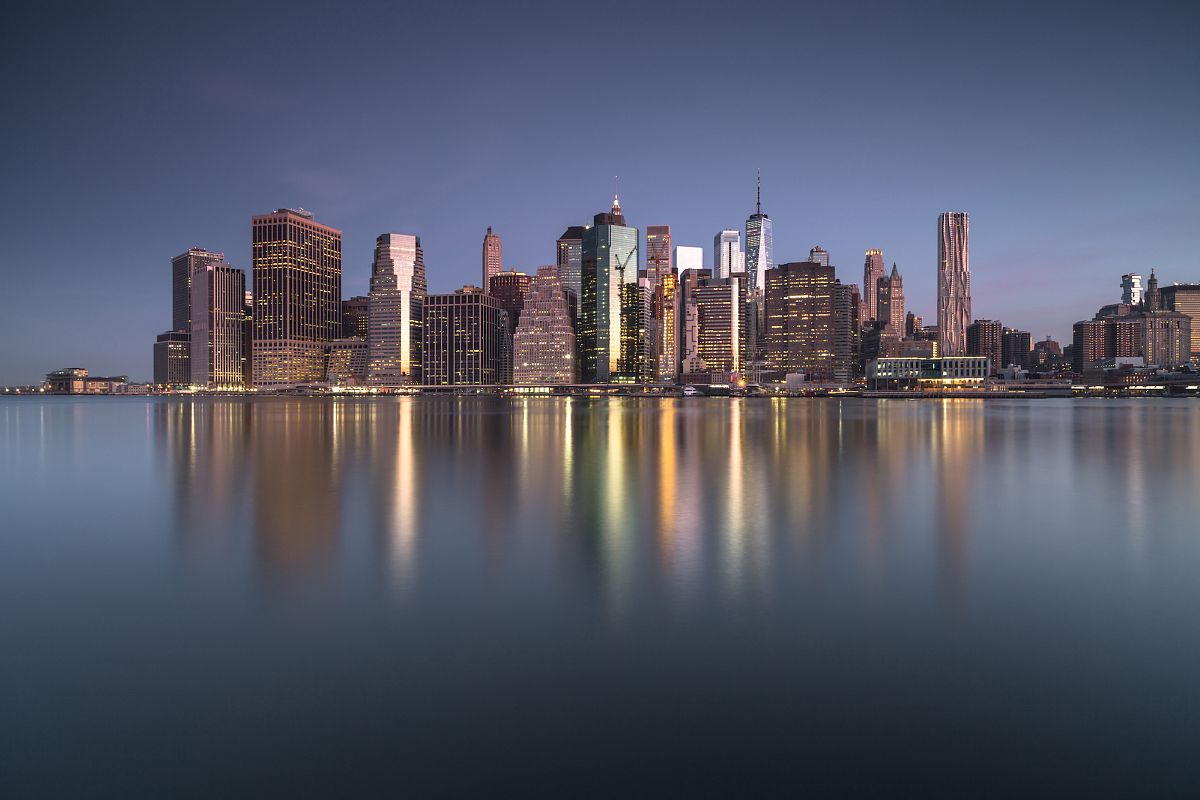 Financial District view from East River at sunrise example image 1