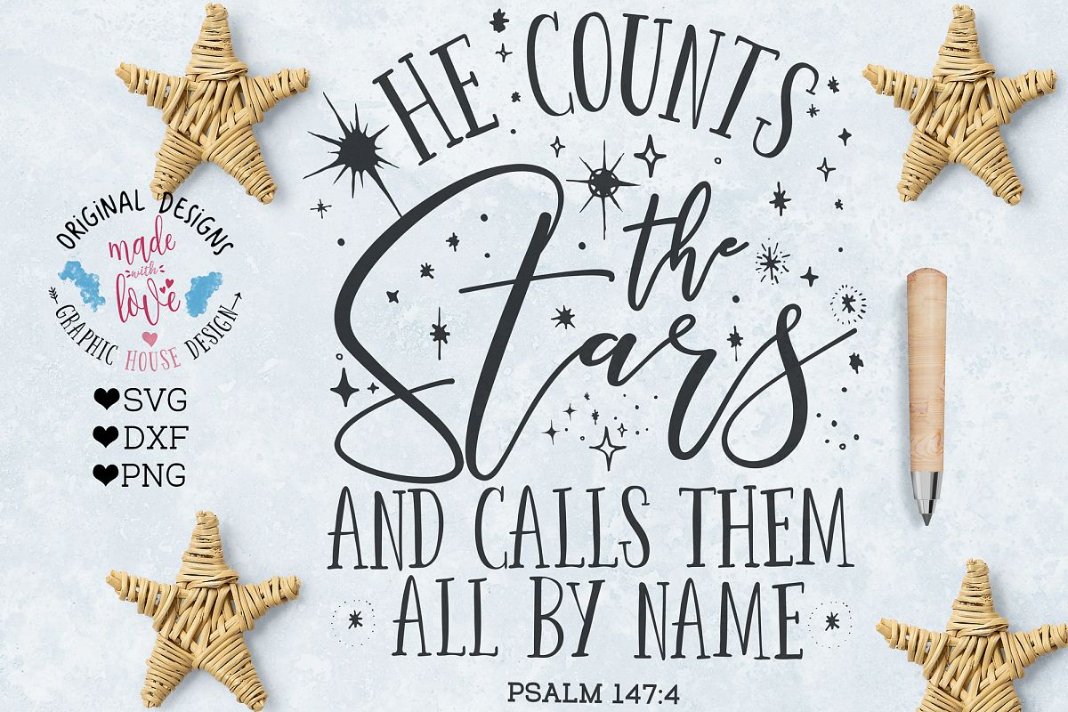 He counts the Stars and Calls Them All By Name Cutting File (SVG, DXF, PNG) example image 1
