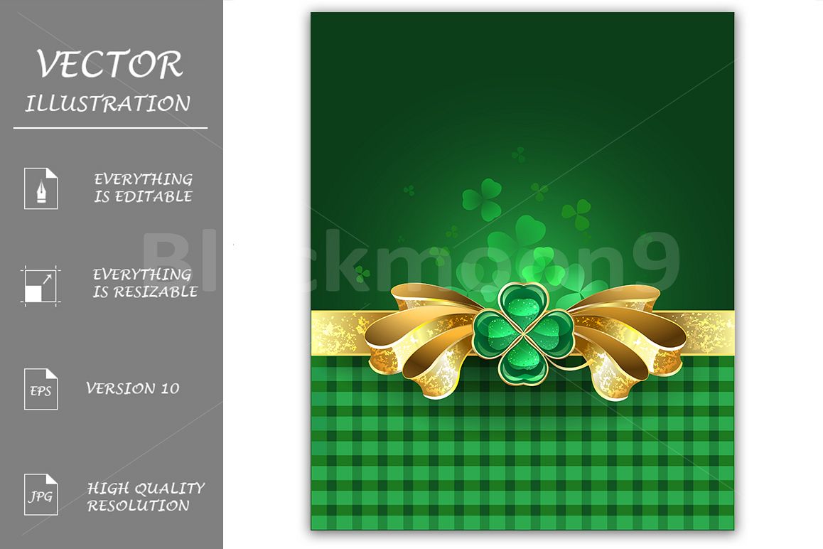 Gold bow with clover example image 1
