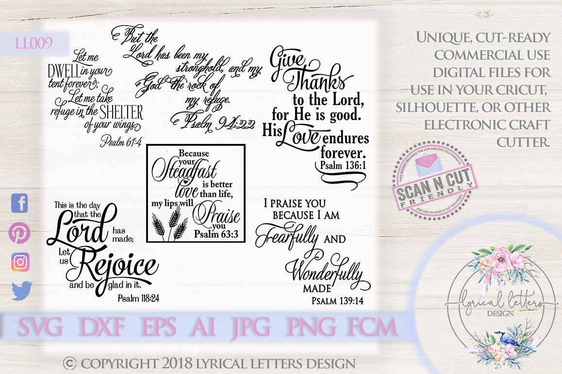 Psalm Scripture Bundle of 6 SVG DXF Cut Files LL009 example image 1