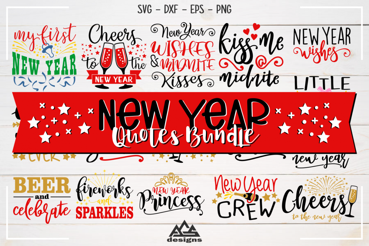New Year Quotes Bundle Svg Design example image 1