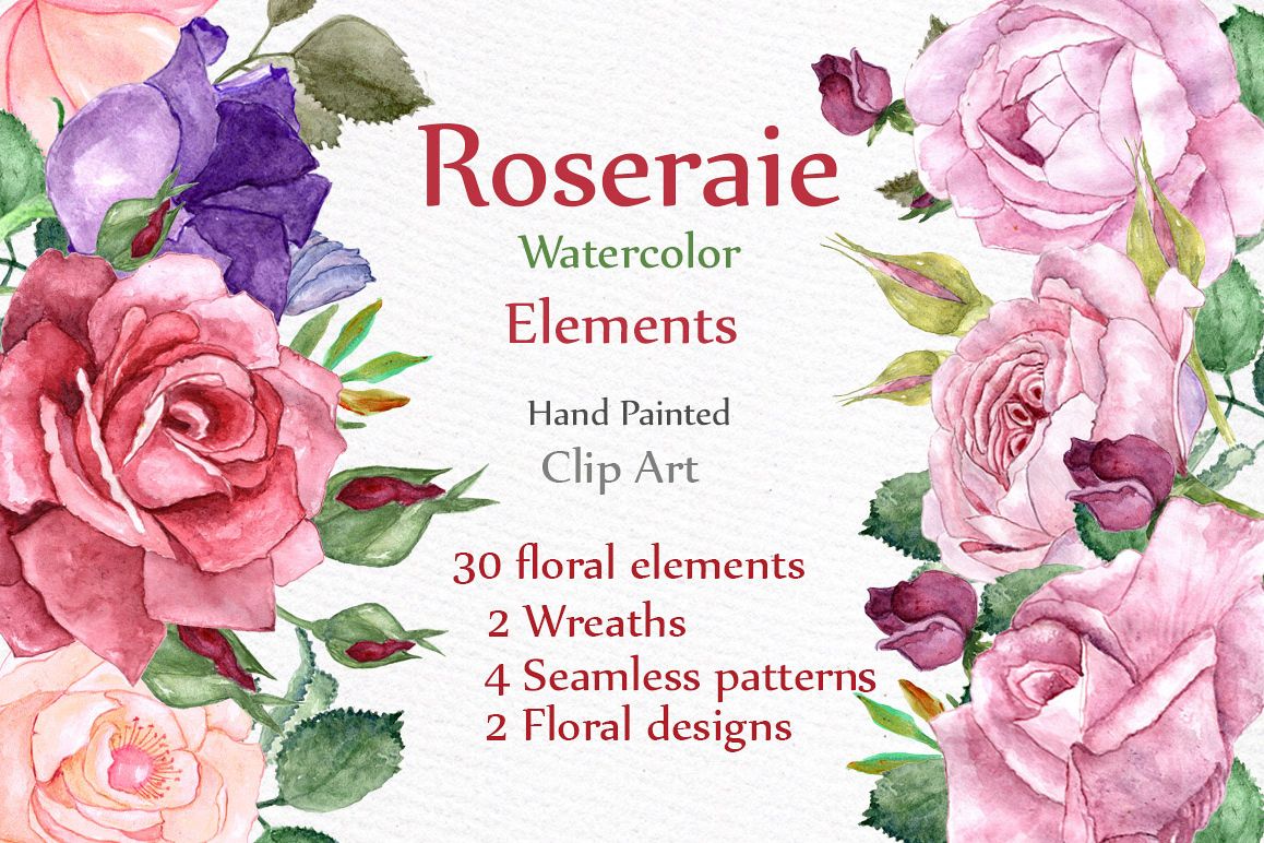 Watercolor roses clip art example image 1