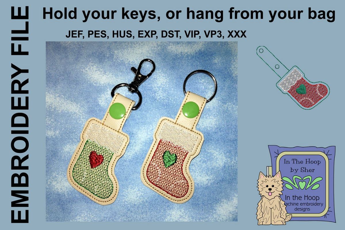 ITH Stocking Cookie Vinyl Key Fob or Bag Tag - Snap example image 1