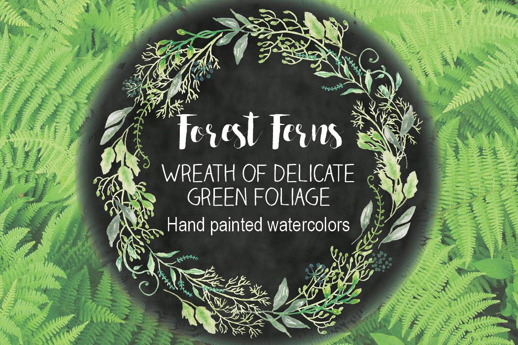 Watercolor wreath of delicate foliage example image 1