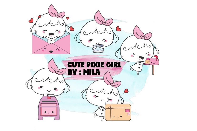 KAWAII GIRL CLIPART BUNDLE PNG example image 1