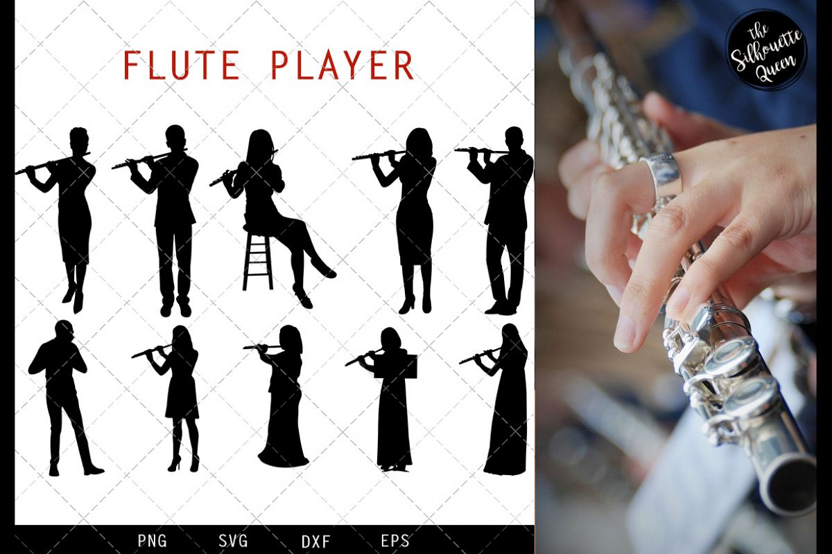 Flute Player svg file, musician svg cut file example image 1