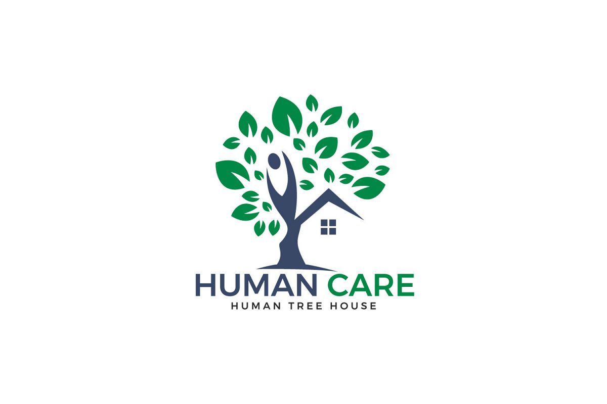 Human Care Logo Design. Tree House and joyful Human Icon. example image 1