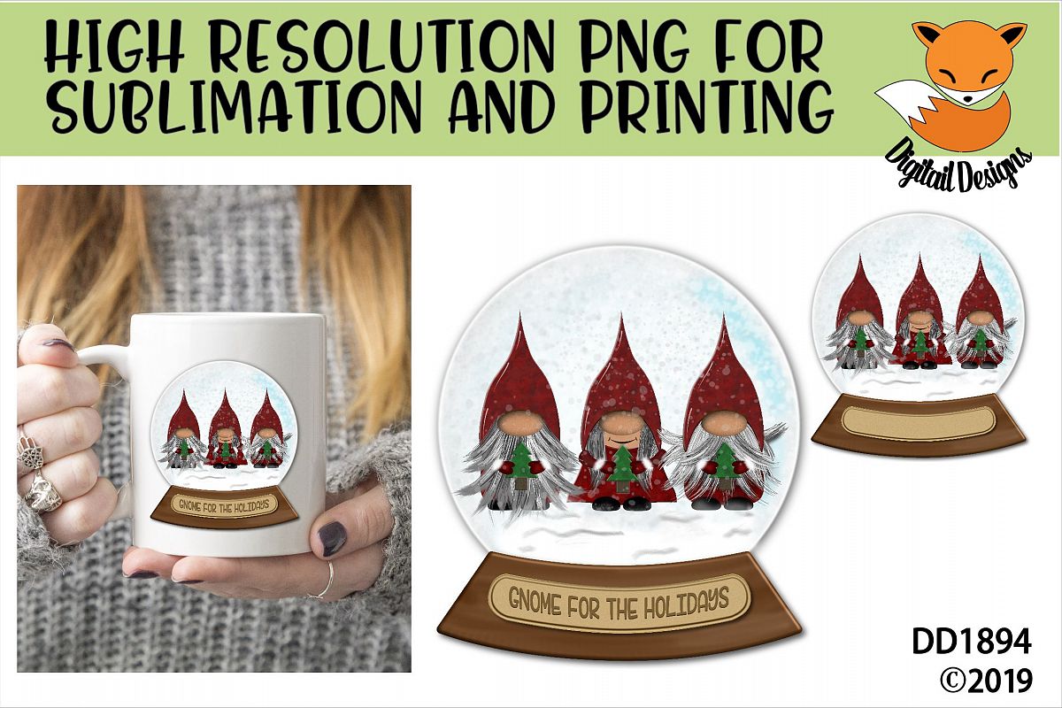 Christmas Nordic Gnome Trio Snowglobe Sublimation example image 1