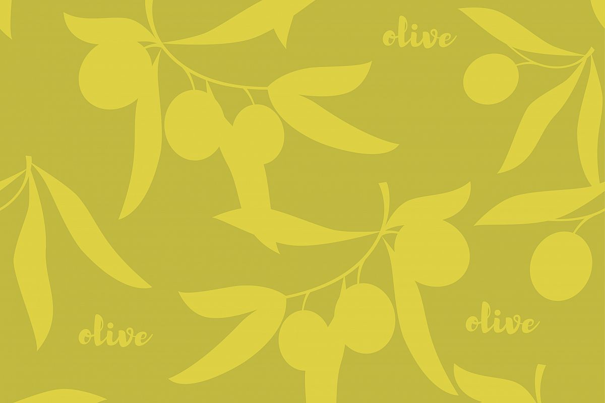 Seamless pattern with olive branches. Retro decorative texture background. example image 1