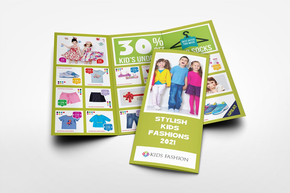 Kids Fashion Products Catalog Tri-Fold Brochure Tempalte example image 1