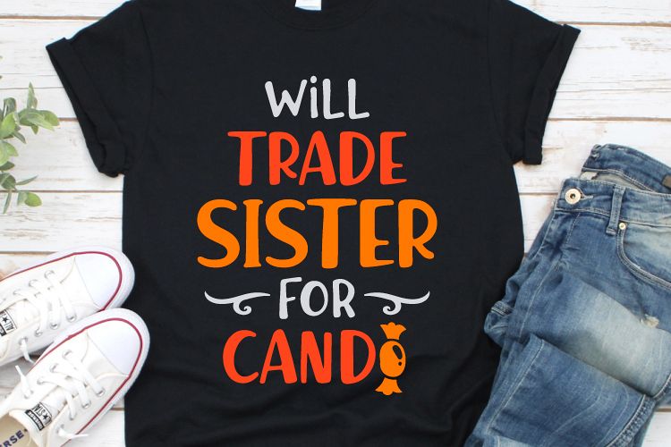 Will Trade Sister For Candy Svg, Boys Halloween Svg example image 1