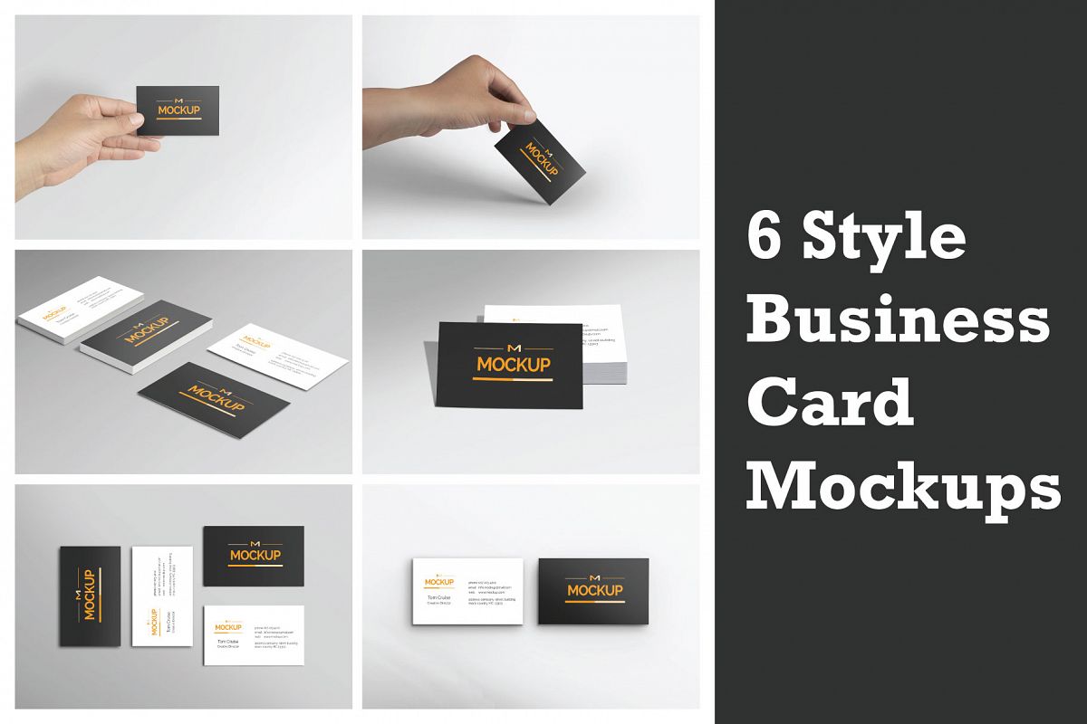 6 Style Business Card Mockups example image 1