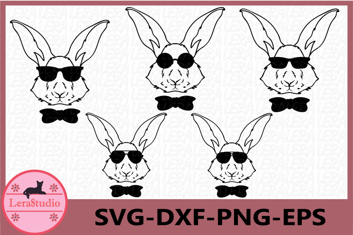 Happy Easter Svg, Boy Bunny SVG, Bunny Svg, Glasses Svg example image 1