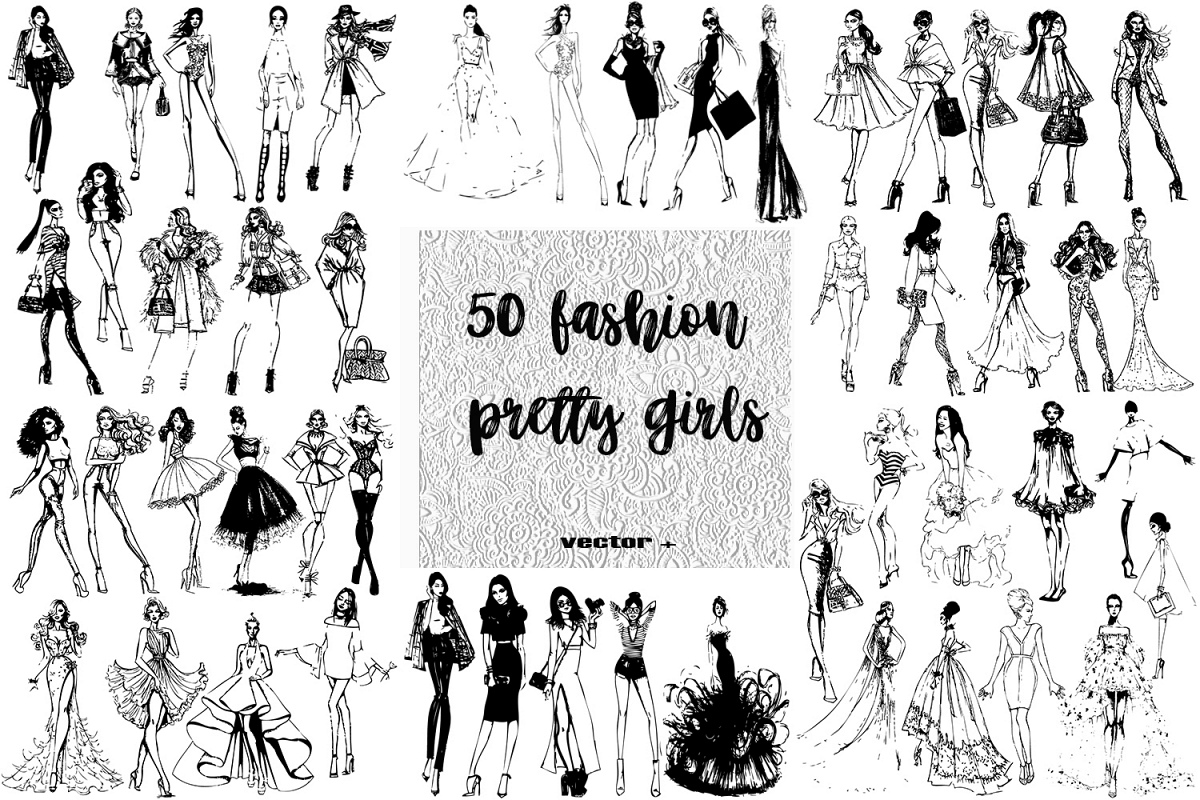 50 fashion pretty girls illustration example image 1