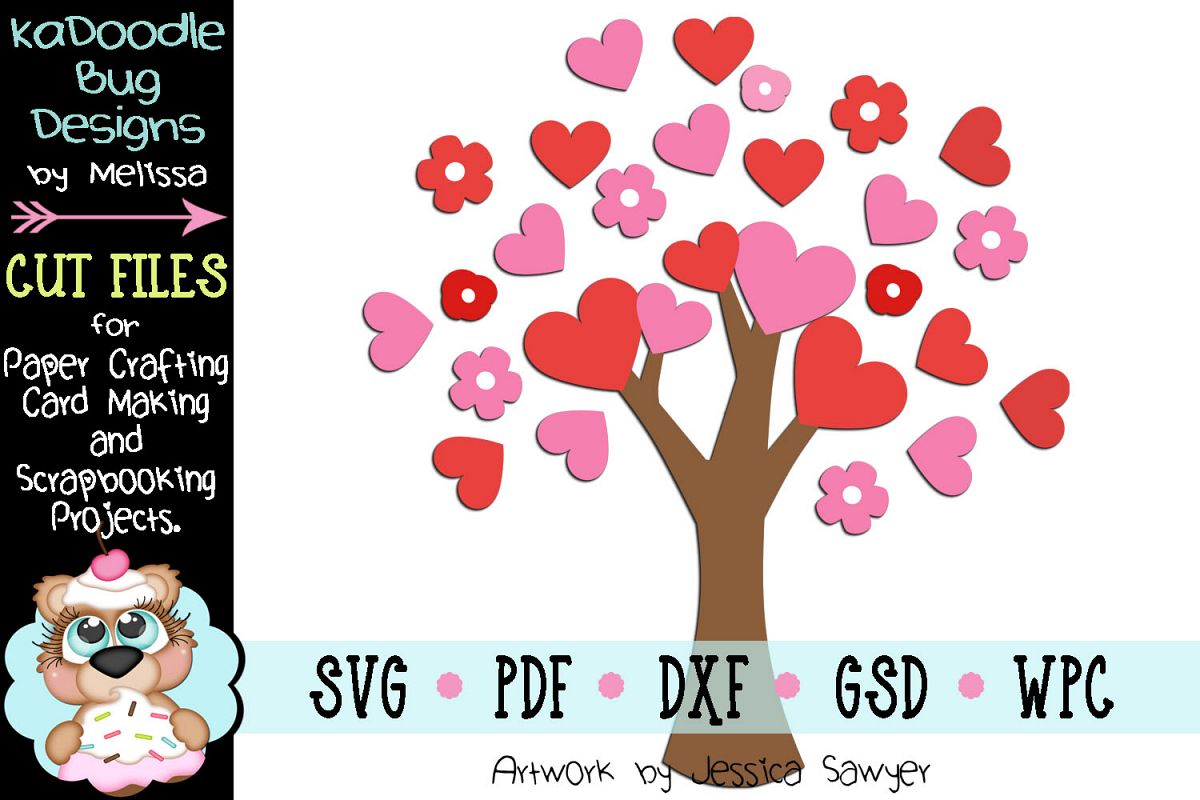 Valentine Heart Tree Cut File - SVG PDF DXF GSD WPC example image 1