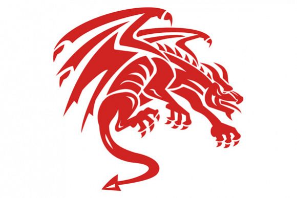 Dragon Gargoyle Crouching Silhouette Retro example image 1