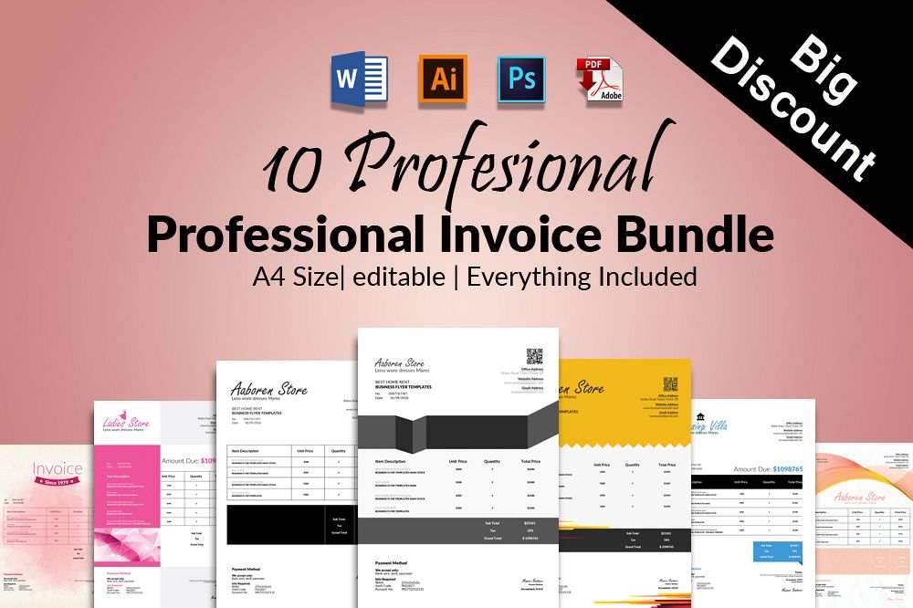 10 Professional Invoice Bundle example image 1