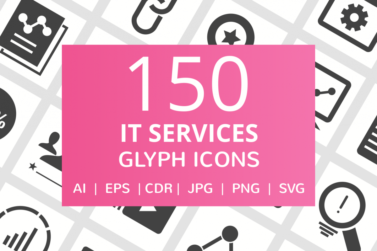 150 IT Services Glyph Icons example image 1