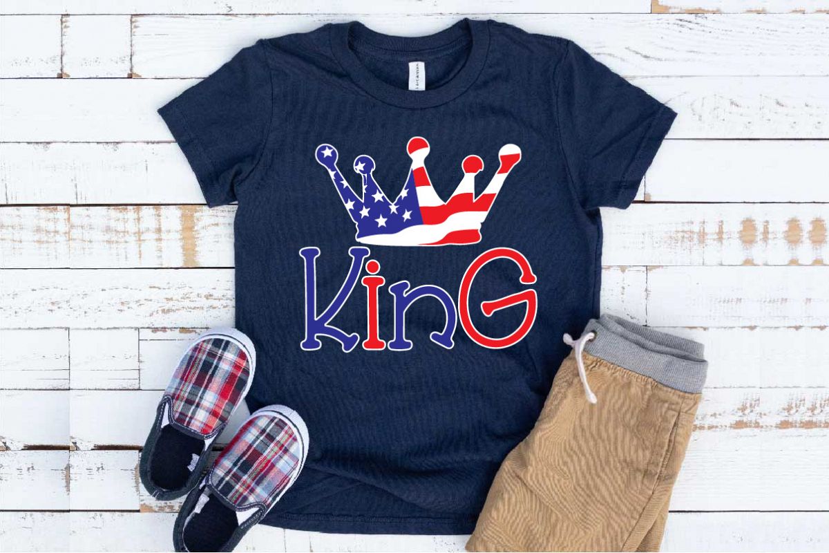 King Crown USA Flag SVG Royal 4th July 1263s example image 1