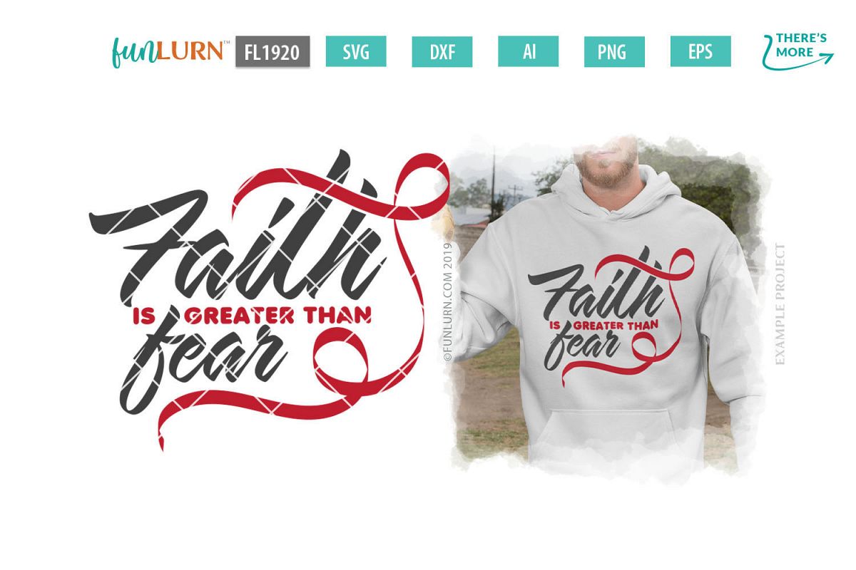 Faith is Greater Than Fear Red Ribbon SVG Cut File example image 1