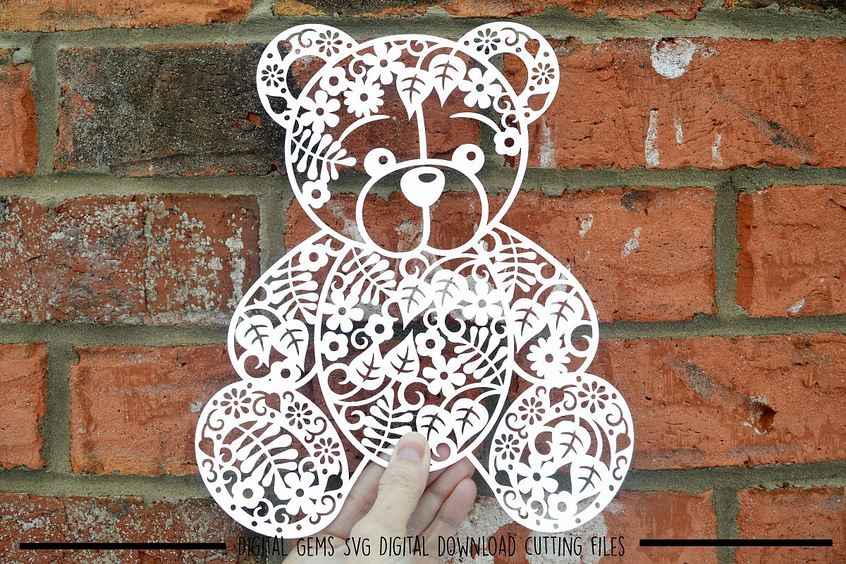 Teddy Bear paper cut SVG / DXF / EPS / PNG files example image 1