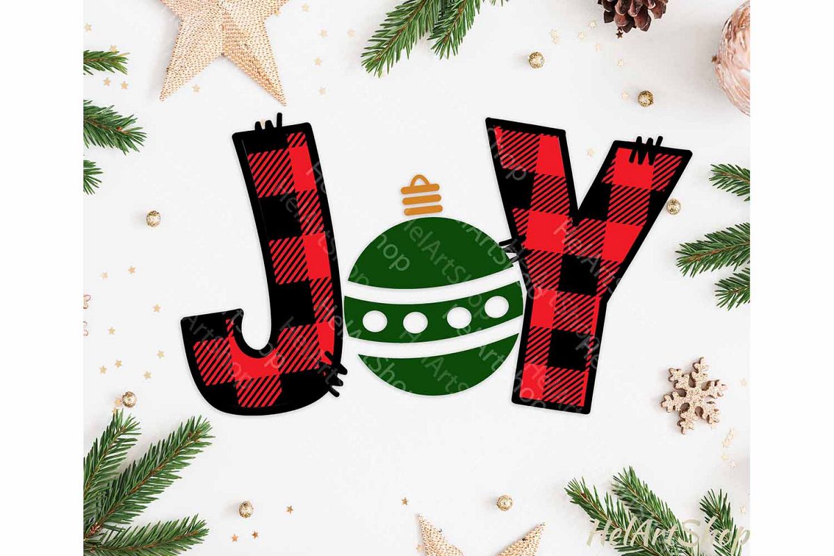 Joy Svg, Buffalo plaid svg, Joy Plaid svg example image 1